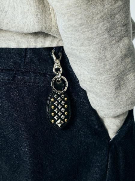 CALEE 】 STUDS LEATHER RUGGED KEY RING ( スタッズ レザー