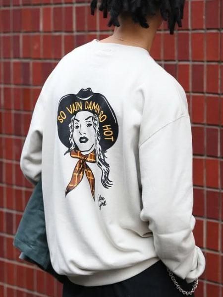 CALEE 】 SYNDICATE RETRO WESTERN GIRL CREW NECK SW ( クルー