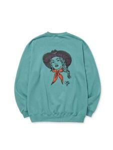 <img class='new_mark_img1' src='https://img.shop-pro.jp/img/new/icons1.gif' style='border:none;display:inline;margin:0px;padding:0px;width:auto;' /> CALEE  SYNDICATE RETRO WESTERN GIRL CREW NECK SW ( 롼ͥå å ) Turquoise Blue