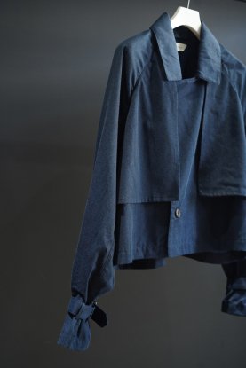 JieDa / GABARDINE SHORT TRENCH JACKET (BLUE) (30% SALE) - compass 新潟 |  CMEinc. online store