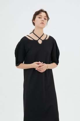 MURRAL / Ivy halfsleeve dress (Black) - compass 新潟