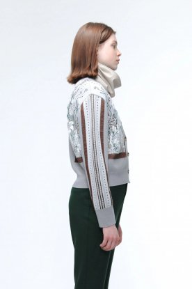 MURRAL / Framed flower knit short cardigan (Gray) (40% SALE 