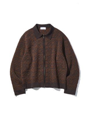 <img class='new_mark_img1' src='https://img.shop-pro.jp/img/new/icons13.gif' style='border:none;display:inline;margin:0px;padding:0px;width:auto;' />BLAHW / DUB DAMASK WOOL JACQUARD KNIT ZIP JACKET : Brown