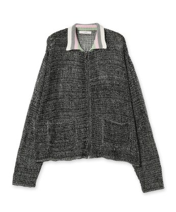 <img class='new_mark_img1' src='https://img.shop-pro.jp/img/new/icons13.gif' style='border:none;display:inline;margin:0px;padding:0px;width:auto;' />JieDa / MESH ZIP UP KNIT (GREEN/BLACK)