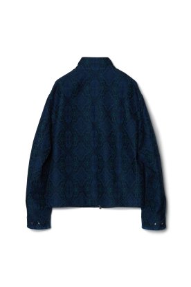 IRENISA / STAND COLLAR ZIP BLOUSON (NAVY JACQUARD) - compass 新潟