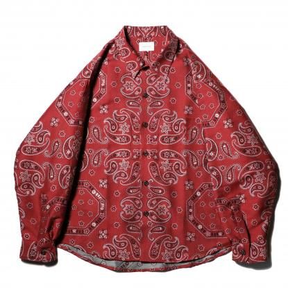 superNova / Split yoke big shirt - Bandana jacquard / Red