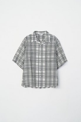 VICTIM / OPEN COLLAR CHECK SHIRT (WHITE)