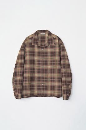 VICTIM / OPEN COLLAR CHECK SHIRT (BROWN)
