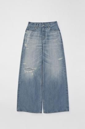 VICTIM  HAGUN / TORN PIPE DENIM PANTS (BLUE)