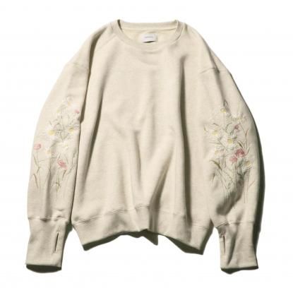 Embroidery crew sweat / Oatmeal - compass 新潟 | CMEinc. online store