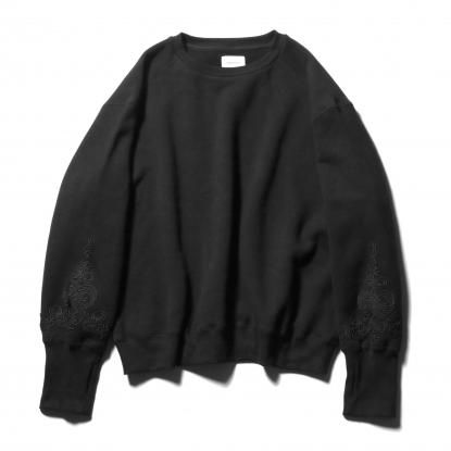 Embroidery crew sweat / Black - compass 新潟 | CMEinc. online store