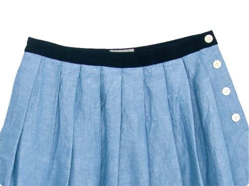 MARGARET HOWELL PLAIN WEAVE LINEN COTTON SKIRT 110BLUE ̥ǥ