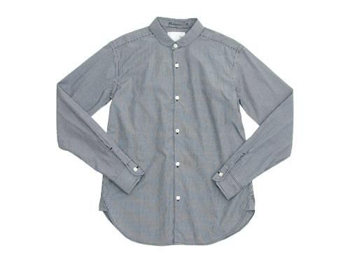 blanc round collar school shirts BLACK GIMGHAM