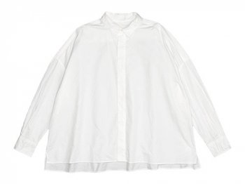 TOUJOURS Fly Front Square Collar Wide Shirts WHITE