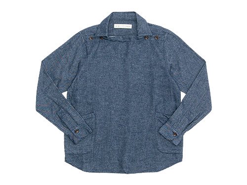 nisica デッキマンシャツ 長袖 コットンウール NAVY