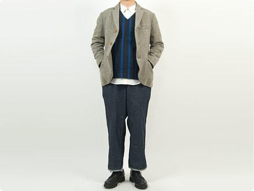 maillot linen wool pull vest STRIPE NAVY x BLUE