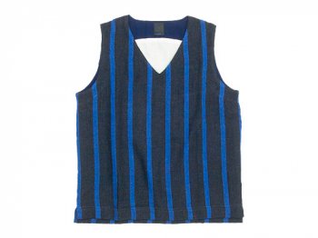 maillot linen wool pull vest STRIPE NAVY x BLUE