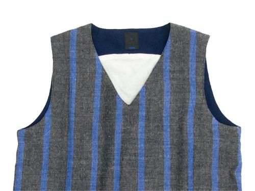  maillot linen wool pull vest STRIPE GRAY x BLUE