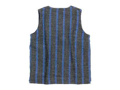  maillot linen wool pull vest STRIPE GRAY x BLUE