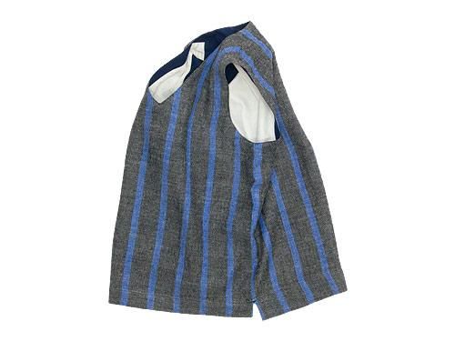  maillot linen wool pull vest STRIPE GRAY x BLUE
