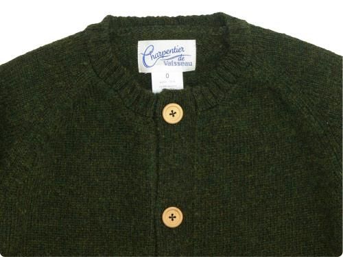 Charpentier de Vaisseau Karly Shetland Crew Neck Cardigan OLIVE