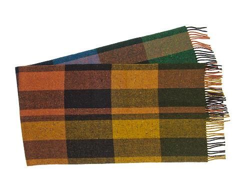 Studio Donegal TWEED MUFFLER DARK GREEN x ORANGE G