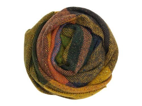 Studio Donegal TWEED MUFFLER DARK GREEN x ORANGE G