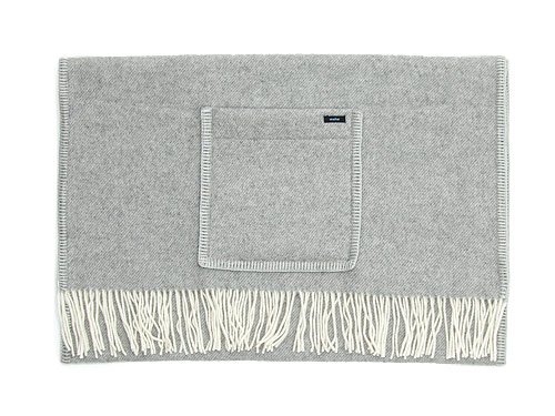maillot wool cashmere shawl blanket LIGHT GRAY