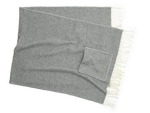 maillot wool cashmere shawl blanket LIGHT GRAY