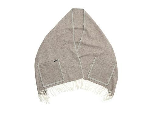 maillot wool herringbone shawl blanket BEIGE