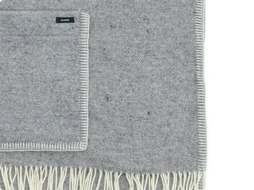 maillot wool herringbone shawl blanket LIGHT GRAY