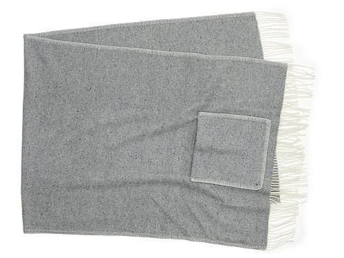 maillot wool herringbone shawl blanket LIGHT GRAY