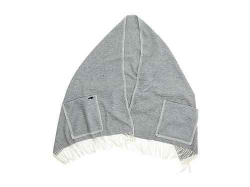 maillot wool herringbone shawl blanket LIGHT GRAY