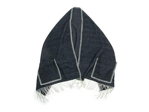 maillot wool herringbone shawl blanket BLACK