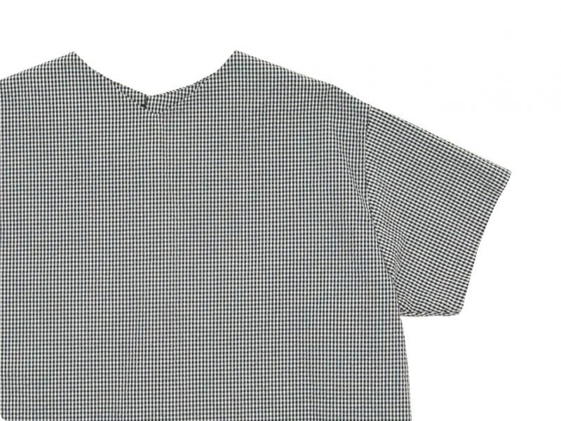 Atelier d'antan ArnaudʥΡ Half Sleeve Button Blouse WHITE x BLACK CHECK