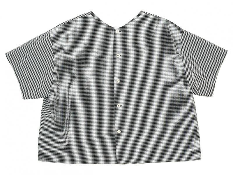 Atelier d'antan ArnaudʥΡ Half Sleeve Button Blouse WHITE x BLACK CHECK