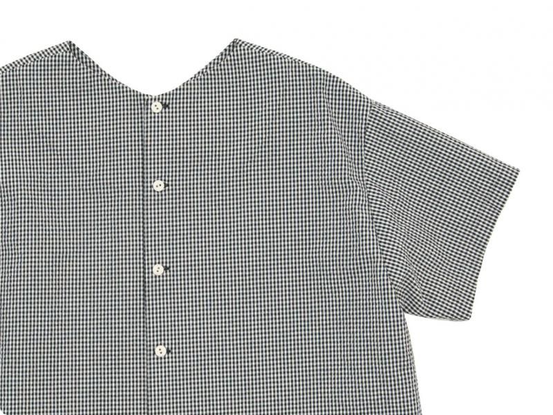 Atelier d'antan ArnaudʥΡ Half Sleeve Button Blouse WHITE x BLACK CHECK