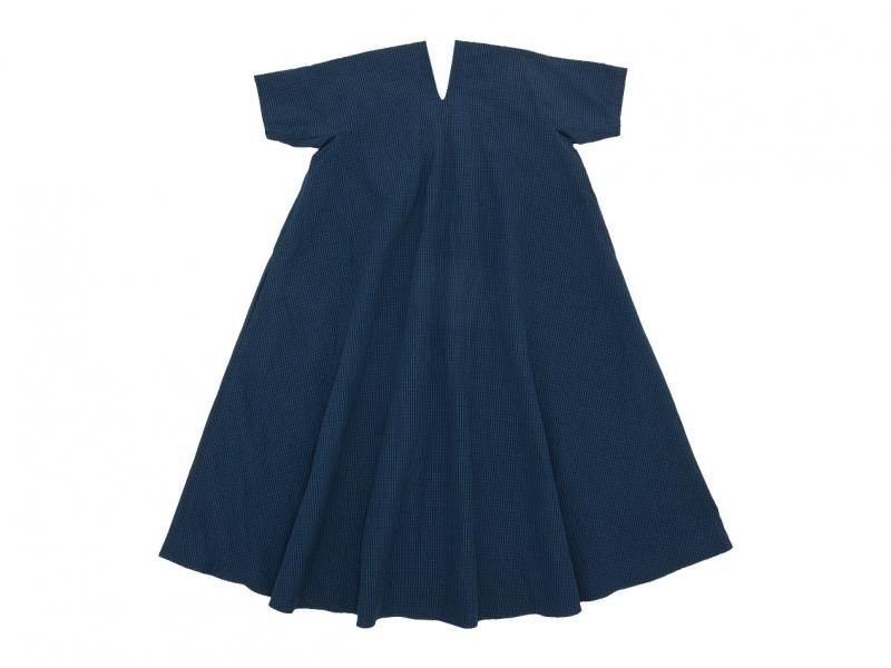 Atelier d'antan Vardaʥtent dress NAVY x BLACK CHECK