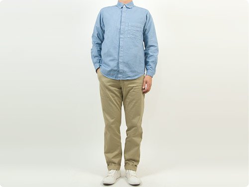THE HINOKI リネンコットン ポケットワークシャツ SAX