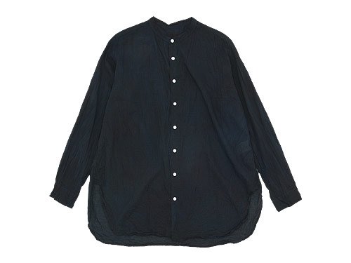 TOUJOURS（トゥジュー） Oversized Band Collar Shirt BLACK INDIGO ...