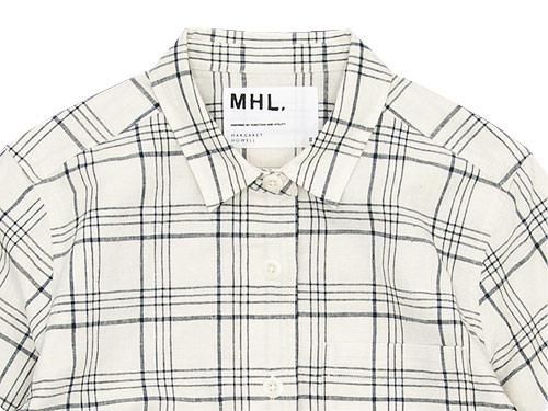 MHL. ROUGH COTTON LINEN SHIRTING SHIRT 120ECRU x NAVY ̥ǥ