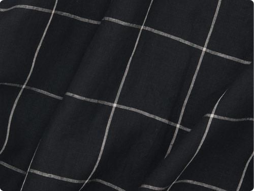 MARGARET HOWELL OVERSIZE CHECK LINEN SHIRTS 010BLACK ̥󥺡