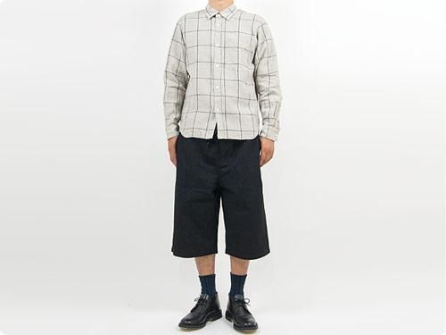 MARGARET HOWELL OVERSIZE CHECK LINEN SHIRTS 010BLACK ̥󥺡