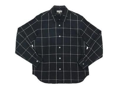 MARGARET HOWELL OVERSIZE CHECK LINEN SHIRTS 010BLACK ̥󥺡