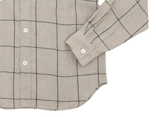MARGARET HOWELL OVERSIZE CHECK LINEN SHIRTS 042BEIGE ̥󥺡