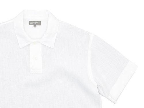 MARGARET HOWELL SHIRTING LINEN POLO SHIRTS 030WHITE ̥󥺡