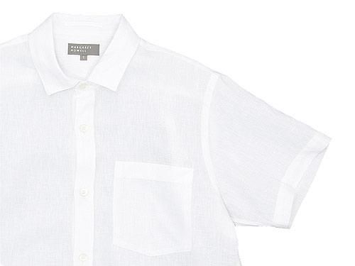 MARGARET HOWELL SHIRTING LINEN S/S SHIRTS 030WHITE ̥󥺡