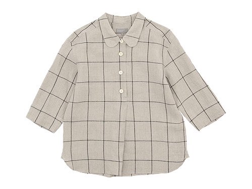 MARGARET HOWELL OVERSIZE CHECK LINEN P/O SHIRTS 042BEIGE 〔レディース〕