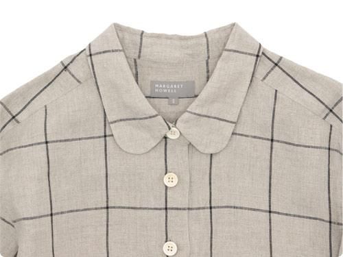 MARGARET HOWELL OVERSIZE CHECK LINEN P/O SHIRTS 042BEIGE ̥ǥ