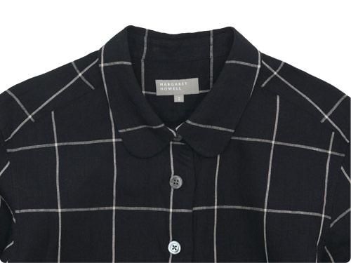MARGARET HOWELL OVERSIZE CHECK LINEN P/O SHIRTS 010BLACK ̥ǥ